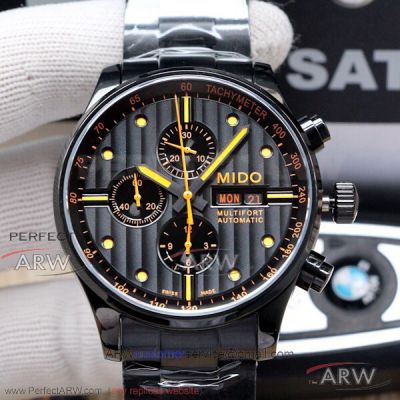 Swiss Replica Mido Multifort Chronograph Steel With Black PVD Case 44 MM Asia 7750 Automatic Watch M005.614.37.051.01